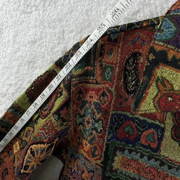 Chicos L Vintage 90s Shacket Embroidered Anniversary Collection Tapestry Beaded - Picture 12 of 16